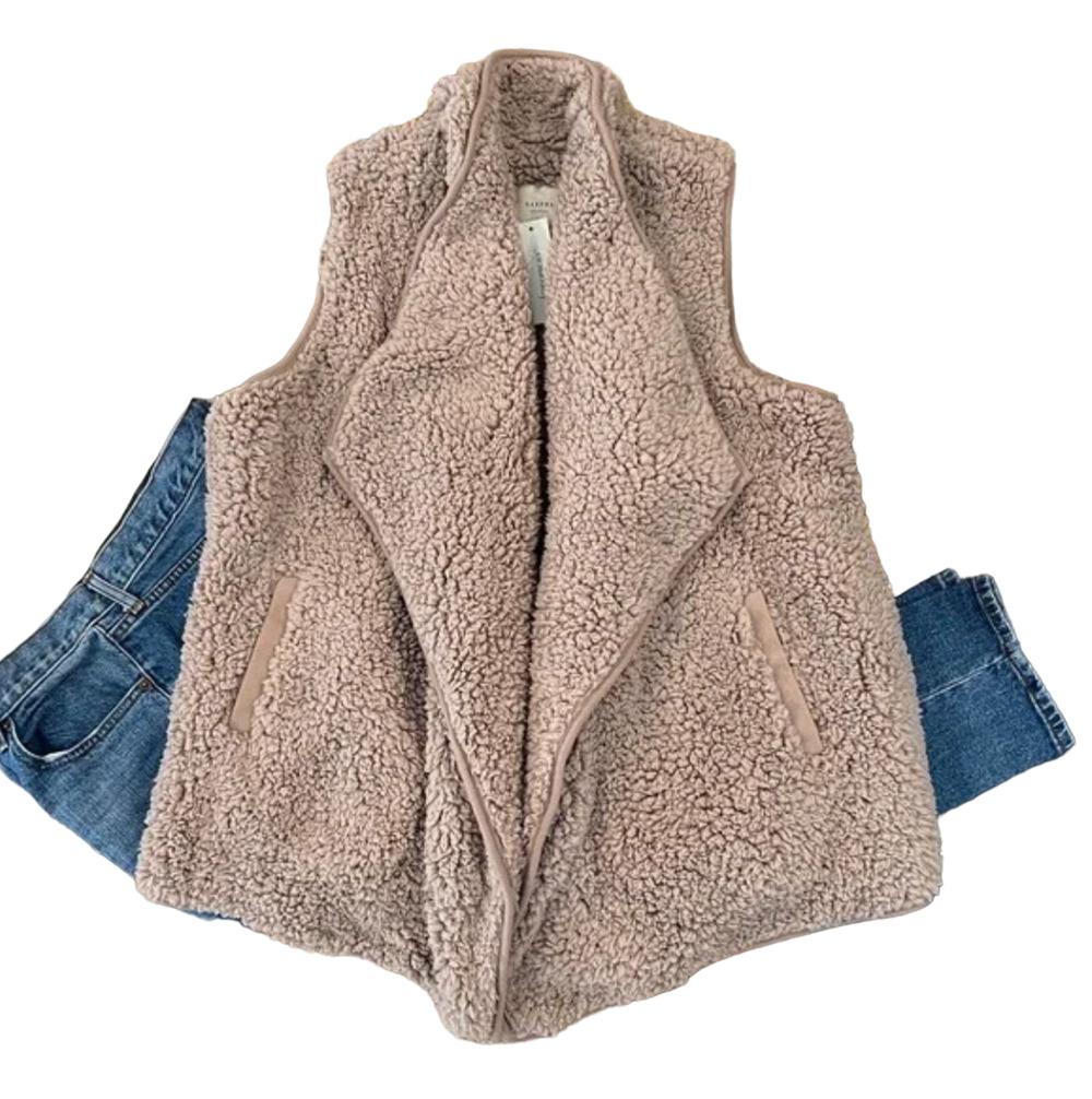 **NWT Francesca's Harper Heritage Rose Pink Wubby Open Cardigan Vest